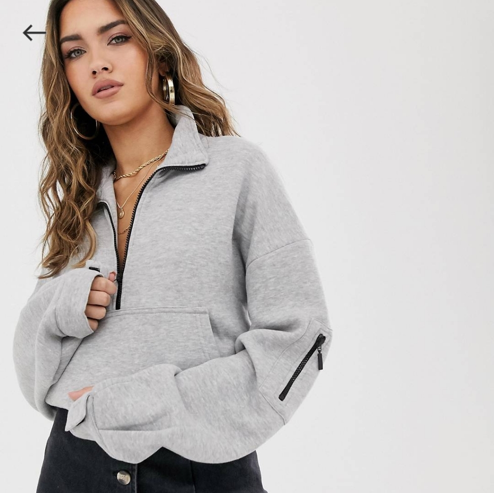 PrettyLittleThing basic oversize zip front sweater